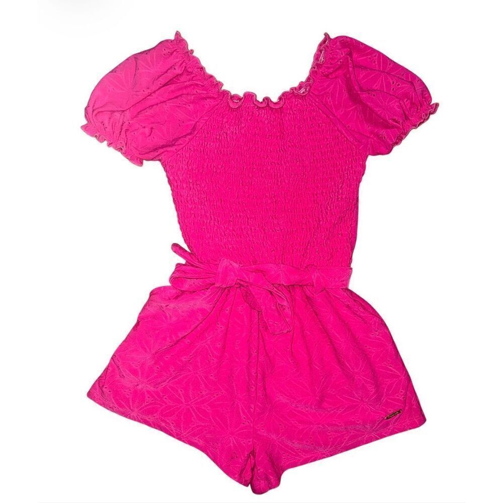 Tahari Smocked Tie Waist Romper
